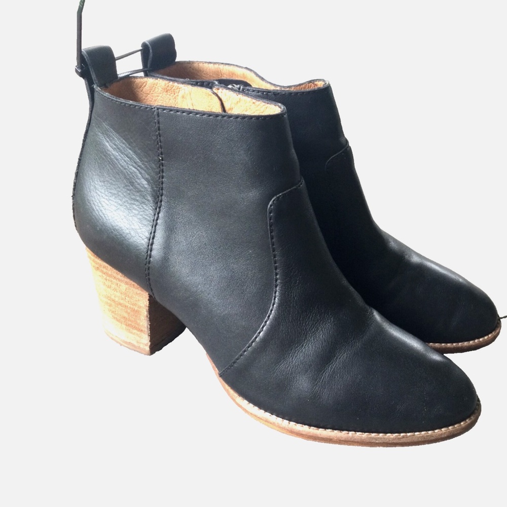 Madewell Womens 7.5 Brenner Black Leather Ankle Boots Bootie